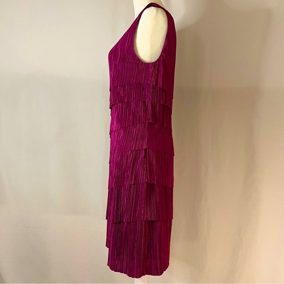 **SOLD** Pink Flapper Style Tiered Sleeveless Midi Dress Size 8 - Picture 4 of 9